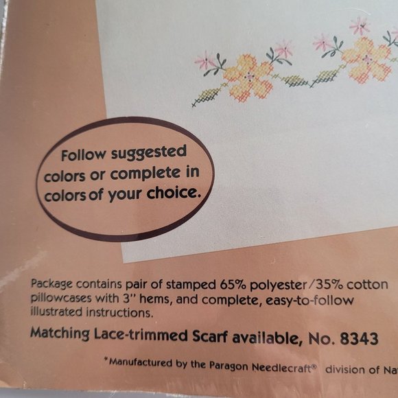 Paragon's Creative Moments #833 Cross Stitch Heart Stamped Premium Pillowcases - Picture 3 of 4